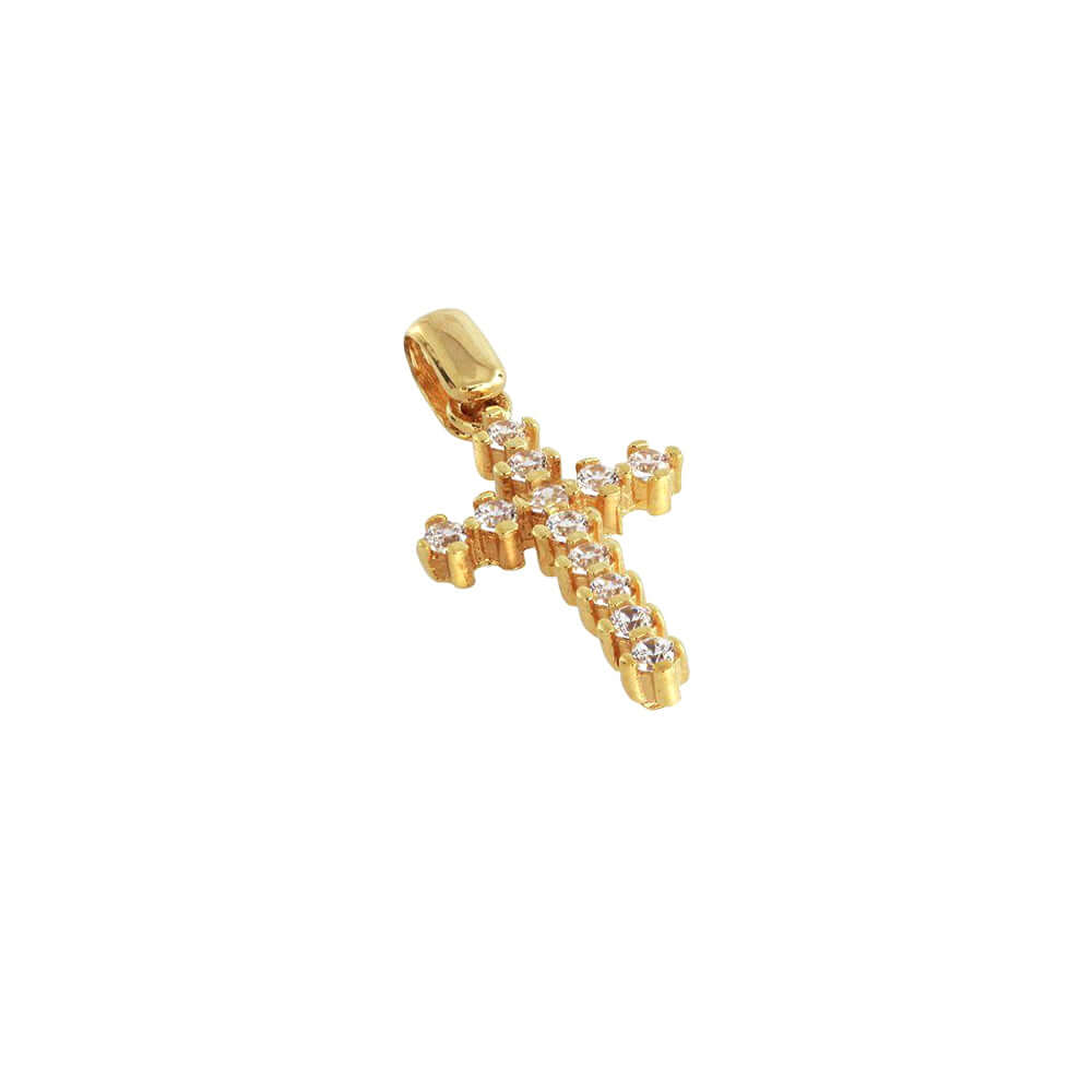 14k Kultainen rippiristi zirkoni kivillä R3061