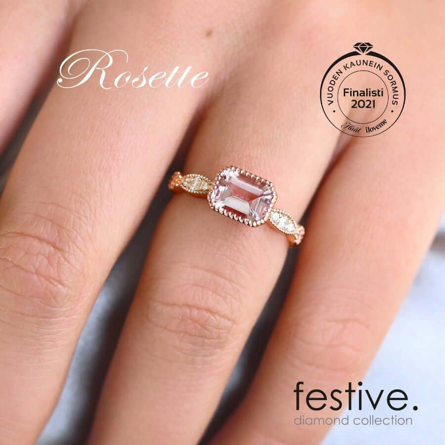 Festive Rosette Petite Timanttimorganiittisormus 653-066