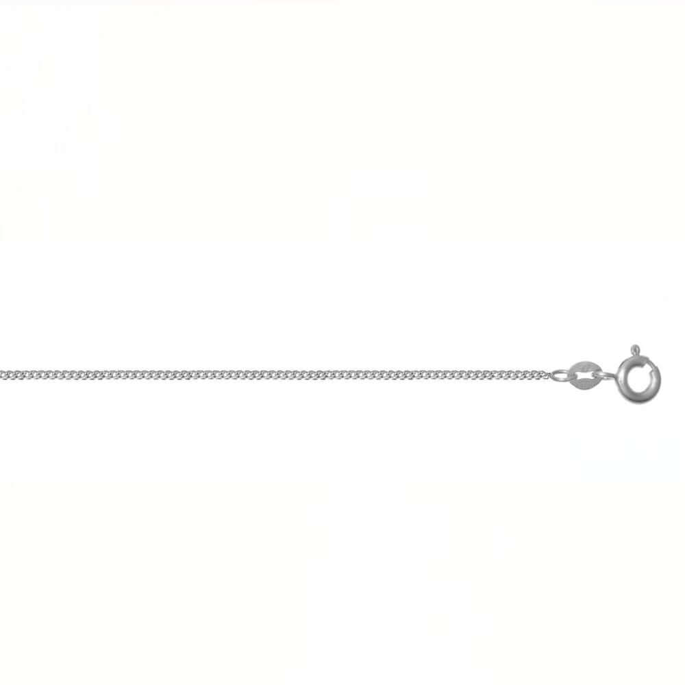 14k Valkokultainen panssari-kaulaketju 1 mm - 42 cm